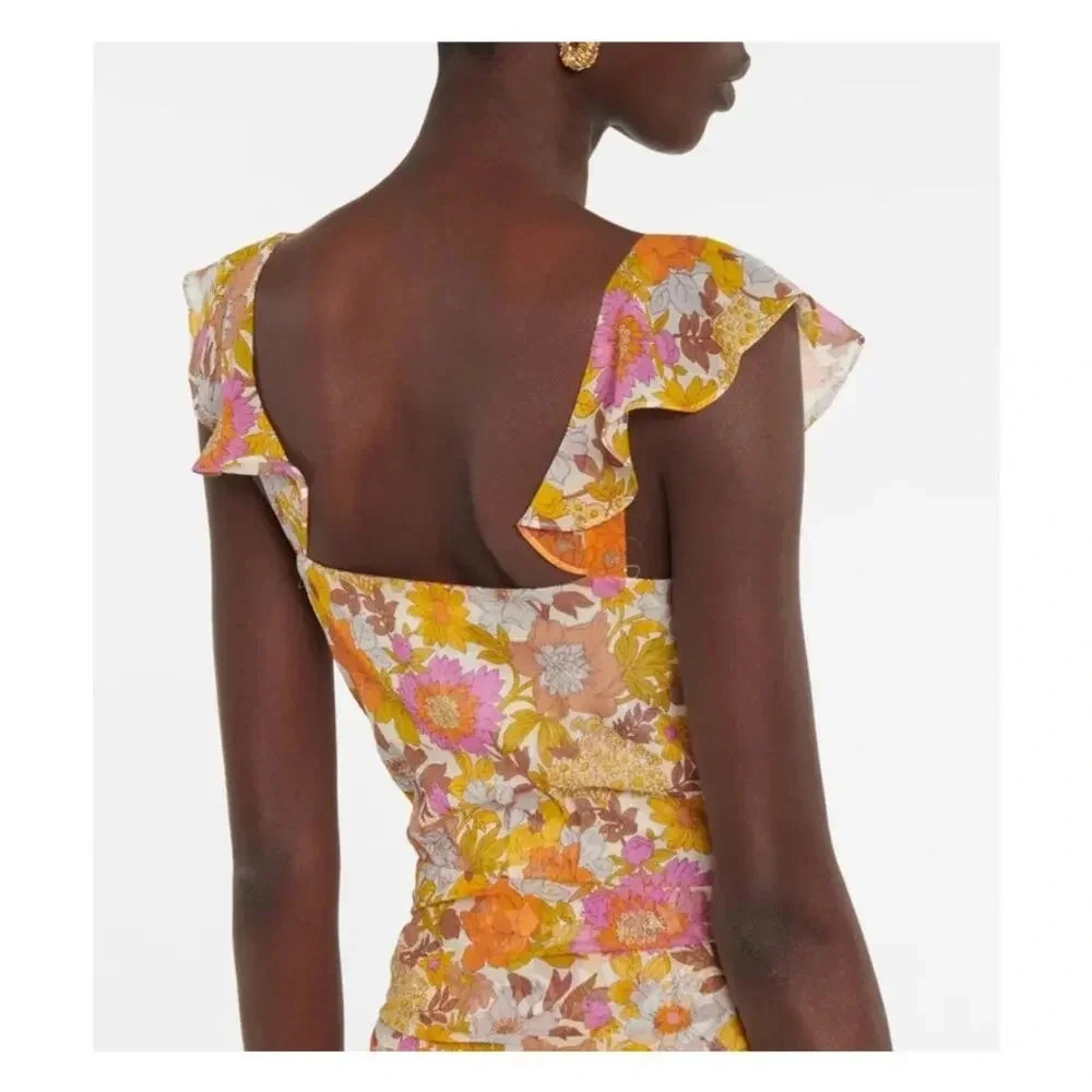NWT Veronica Beard Silk Chiffon Alannah Dress in Orange Self Size XS - Picture 5 of 15